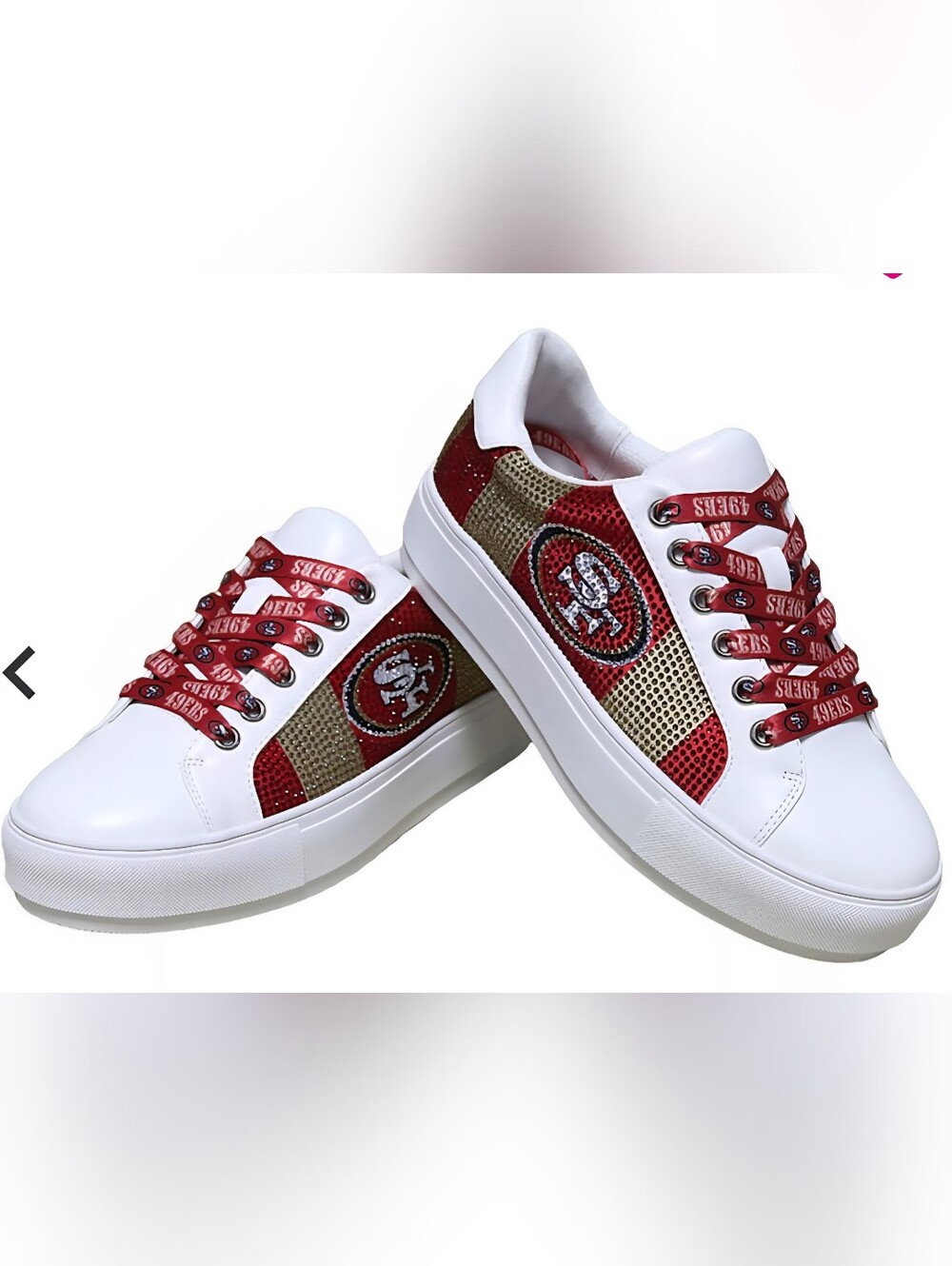 Officially Licensed NFL Lace-Up Sparkle Sneaker by Cuce Shoes - 49ers  Size 9